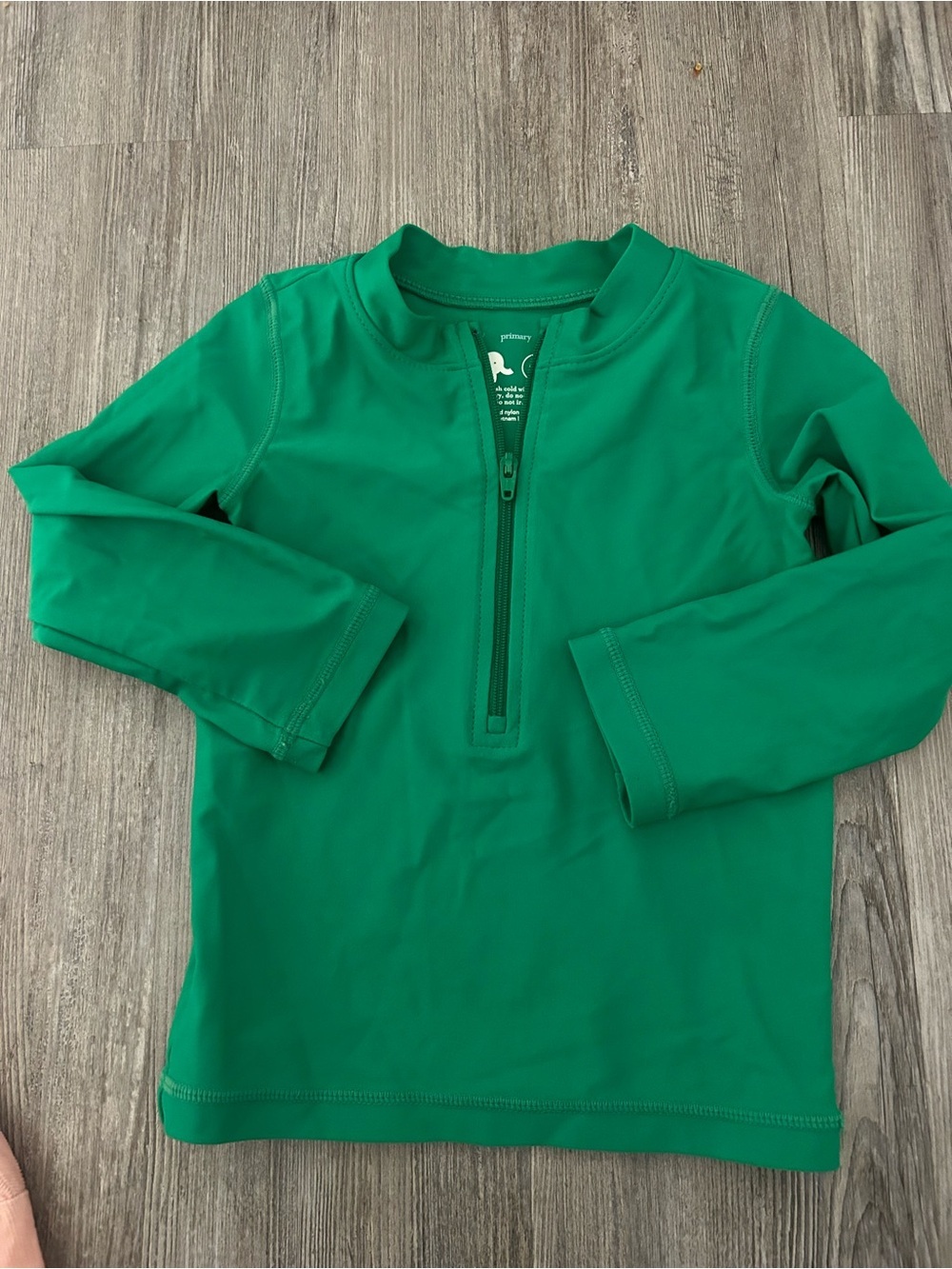 Primary Green Long-Sleeve Zip-Front Rash Guard